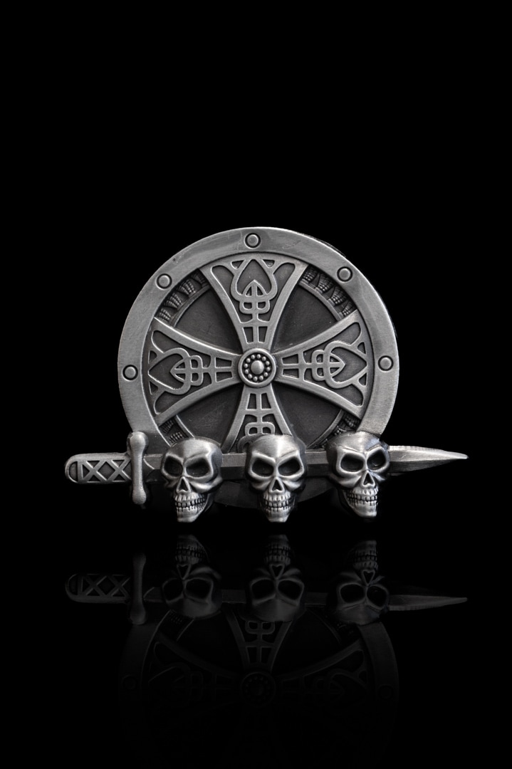 Skull Shield Bältesspänne - Silver