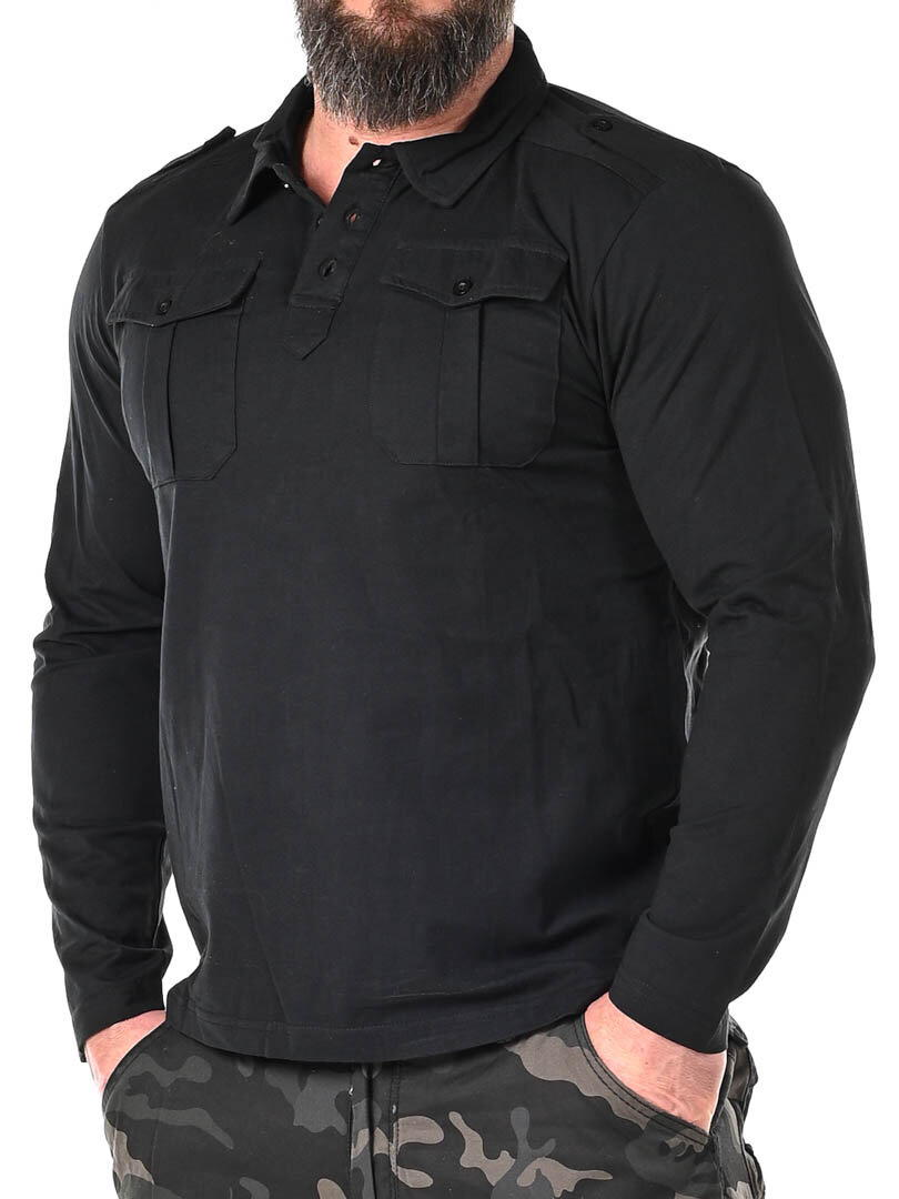 Jersey Poloshirt Willis Longsleeve  - Svart