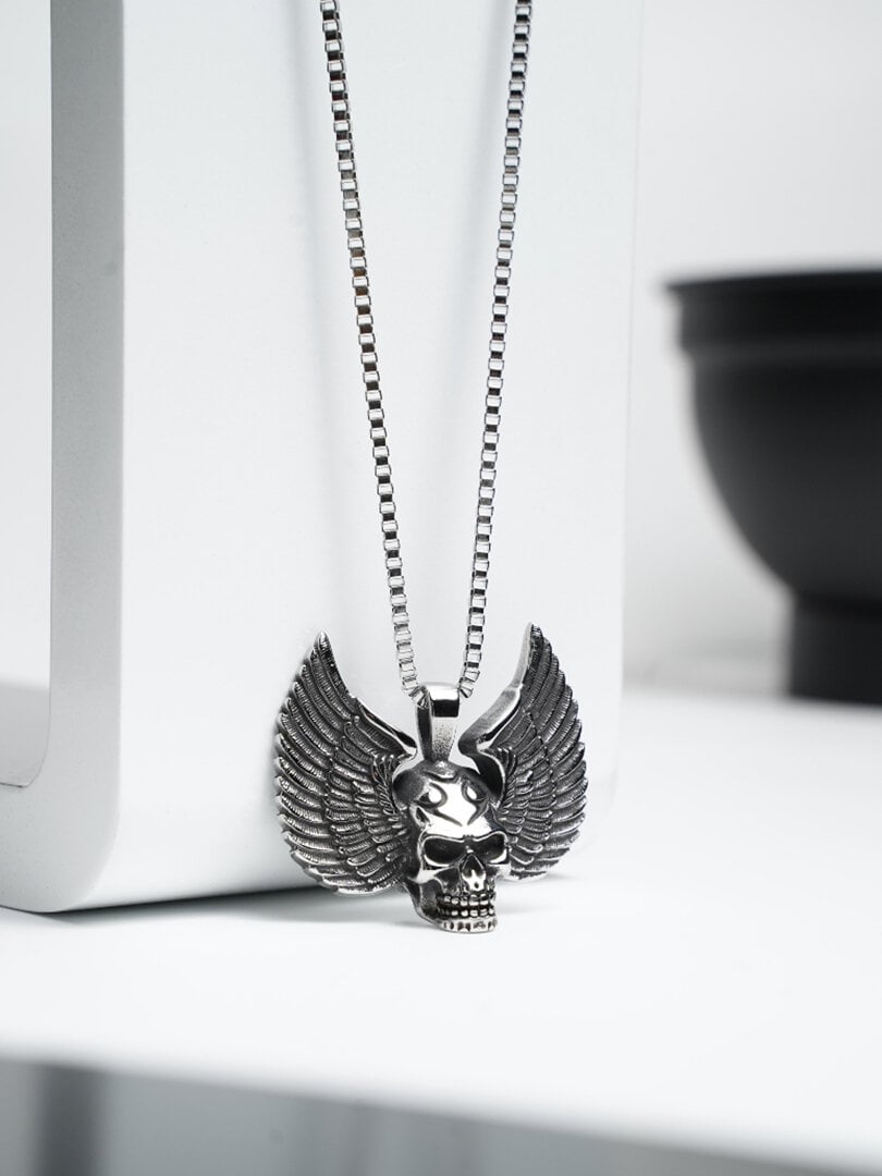 Skull Wings Halsband - Silver