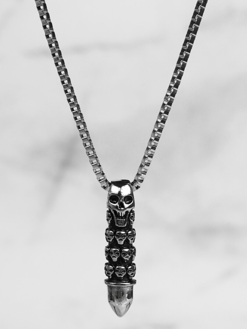 Skull Bullet Halsband - Silver