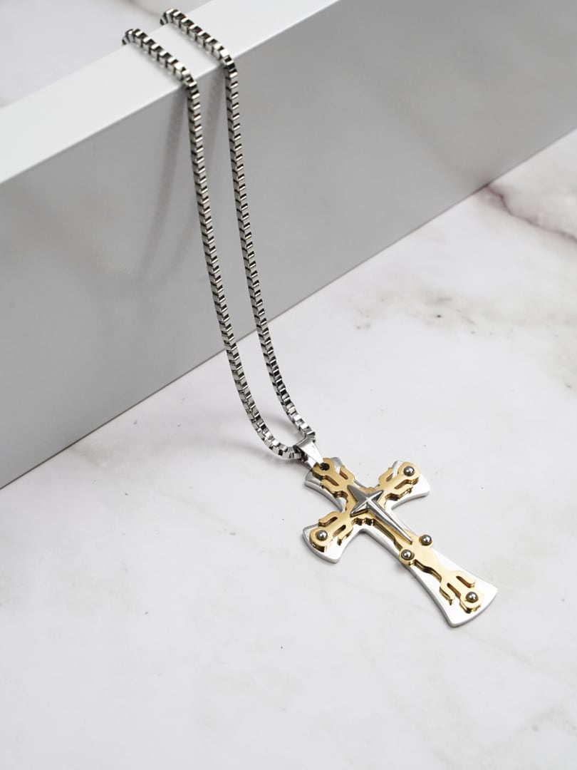 Cross Star Halsband - Silver/Guld