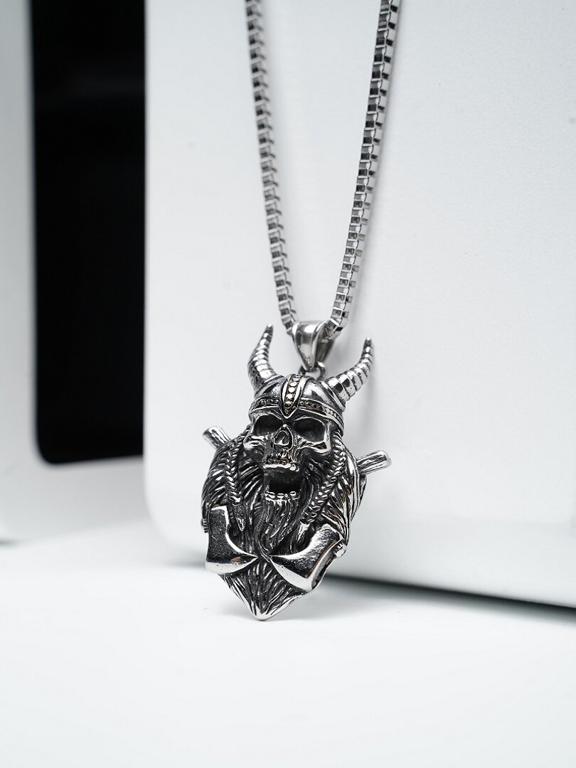 Viking Skull Halsband - Silver