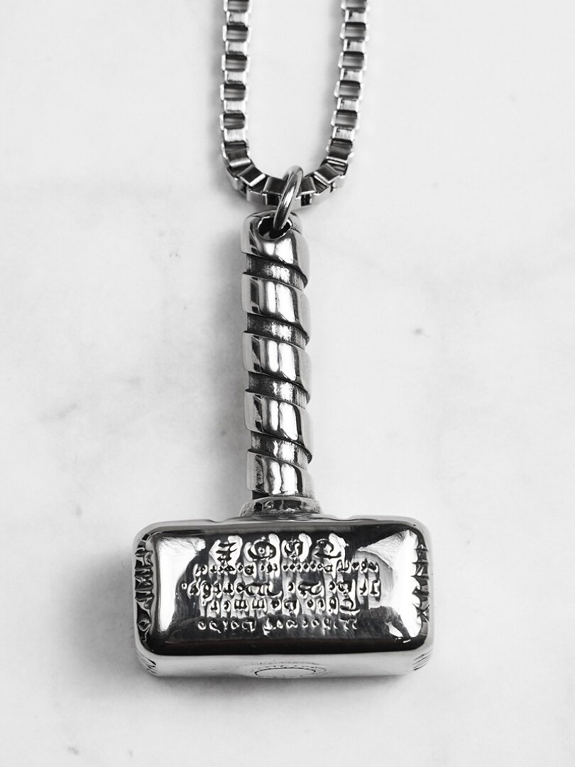 Runic Script Hammer Halsband - Silver