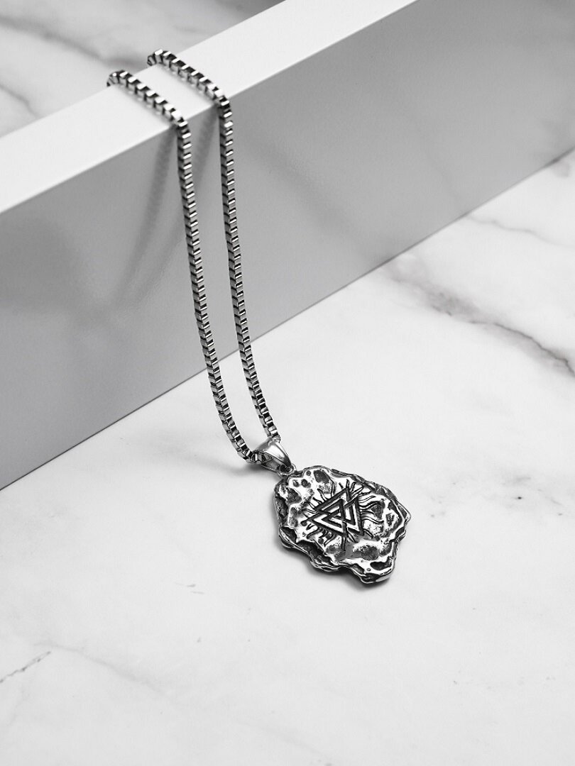 Valknut Stone Halsband - Silver