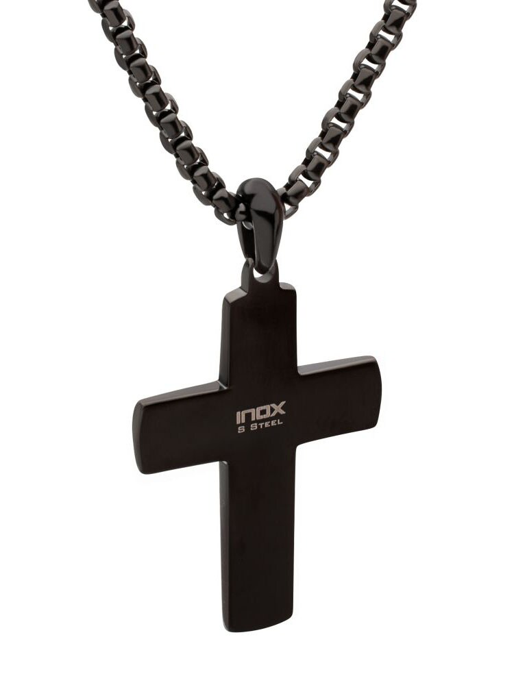 Copper Cross Pendant Inox Halsband - Svart 2.jpg
