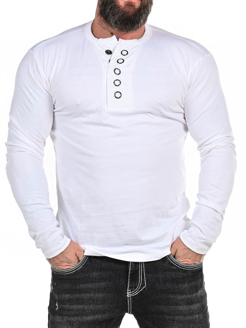 RD Button Longsleeve - Vit