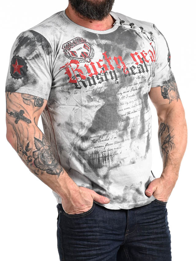 Shield T-shirt - Ljusgrå/röd