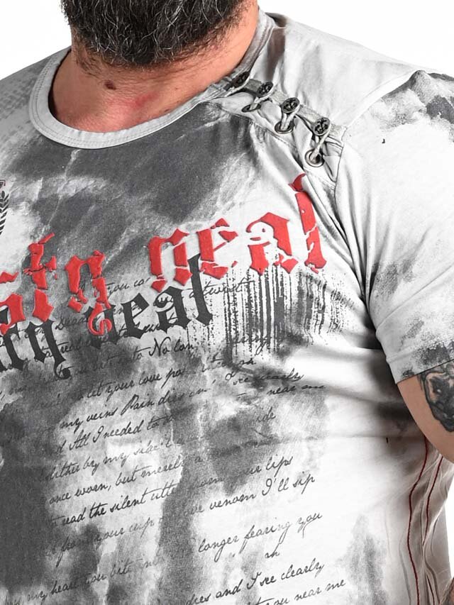 Shield T-shirt - Ljusgrå/röd