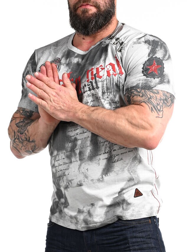 Shield T-shirt - Ljusgrå/röd