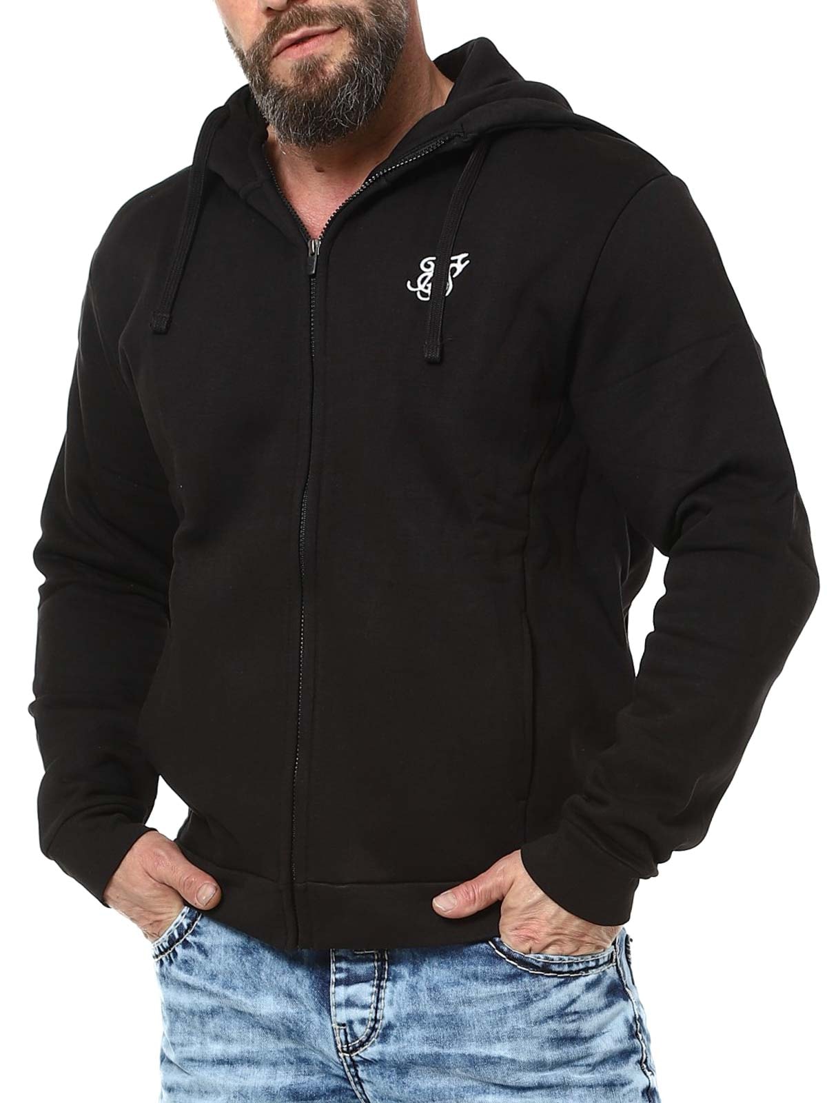Essentials Full Zip SikSilk Hoodie Black Lars_3.jpg