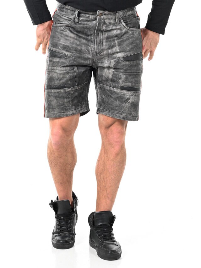 RD Steel Real Leather Shorts - Mörkgrå