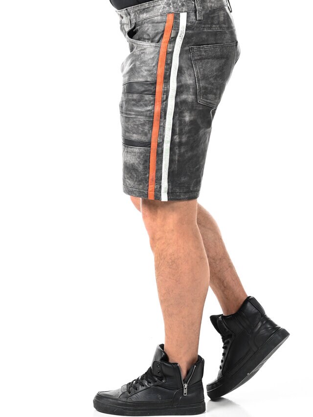 RD Steel Real Leather Shorts - Mörkgrå