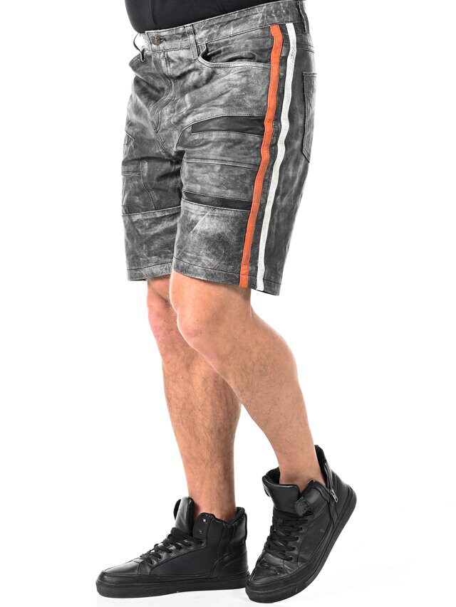 RD Steel Real Leather Shorts - Mörkgrå