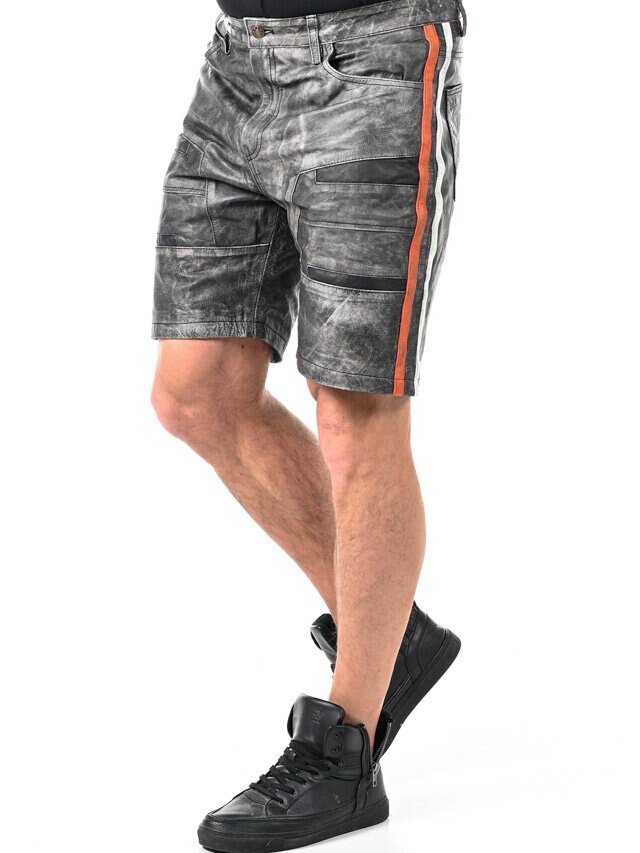 RD Steel Real Leather Shorts - Mörkgrå