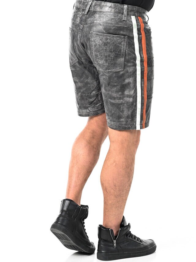 RD Steel Real Leather Shorts - Mörkgrå