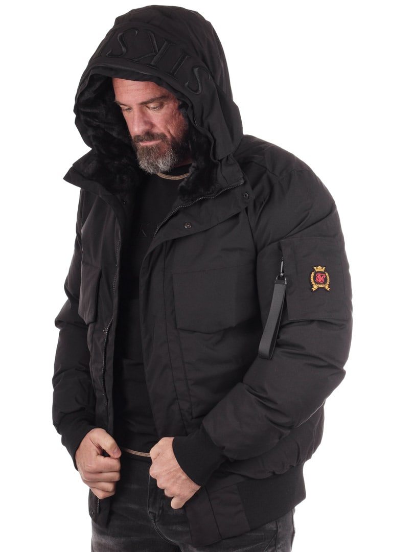 Hooded Bomber SikSilk Vinterjacket Black_1.jpg