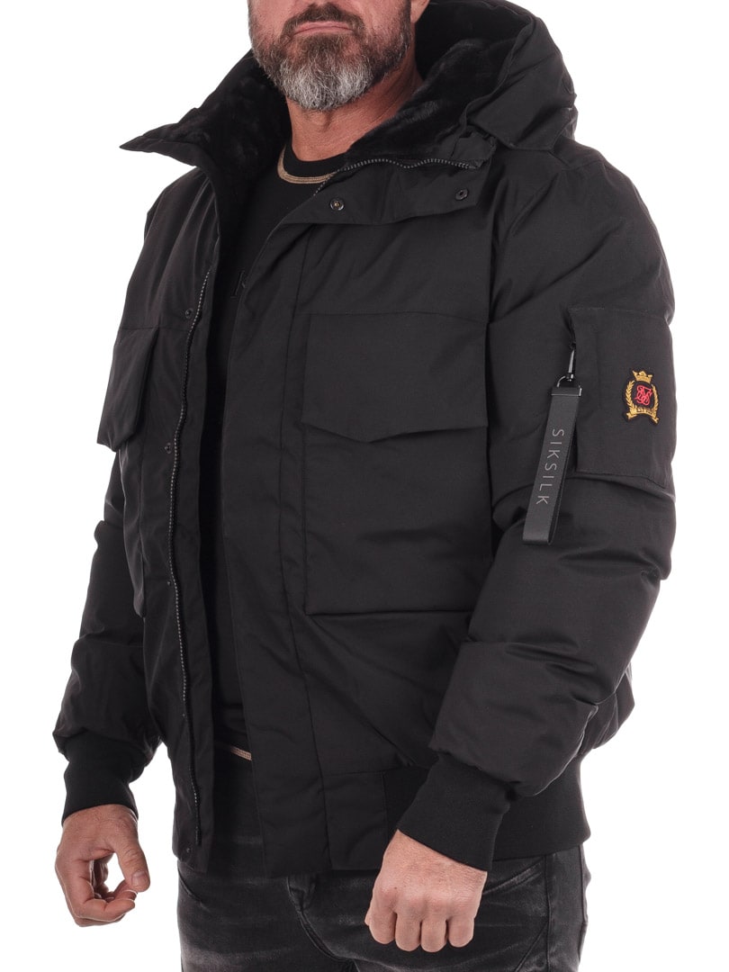 Hooded Bomber SikSilk Vinterjacket Black_3.jpg