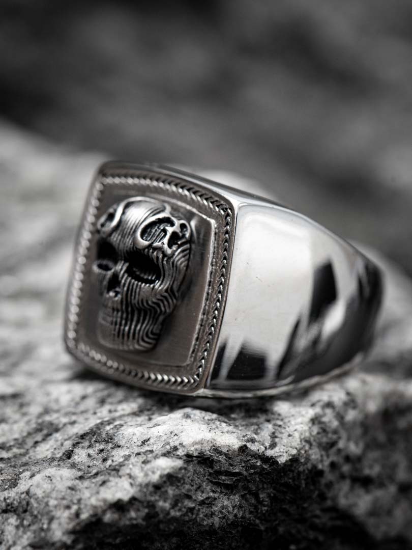 3D Skull Inox Ring - Silver