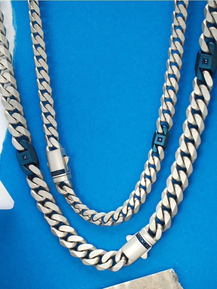 Ocean Steed Beveled Cuban Inox Halsband - Silver 5.jpg