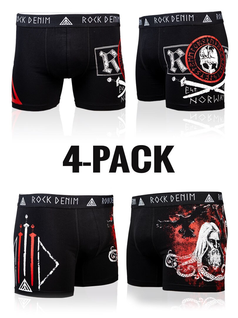4-pack RockDenim Viking Warrior Boxer - Svart