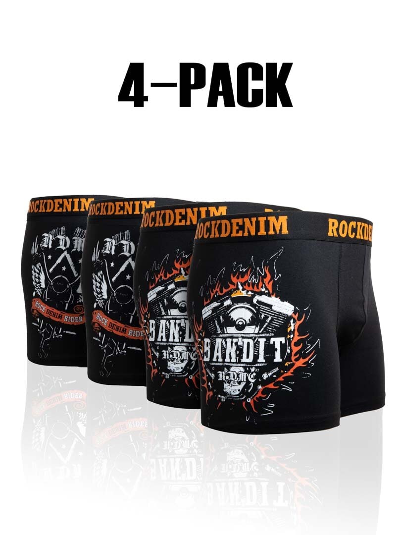 4-Pack RD Bandit Boxers - Svart/Orange
