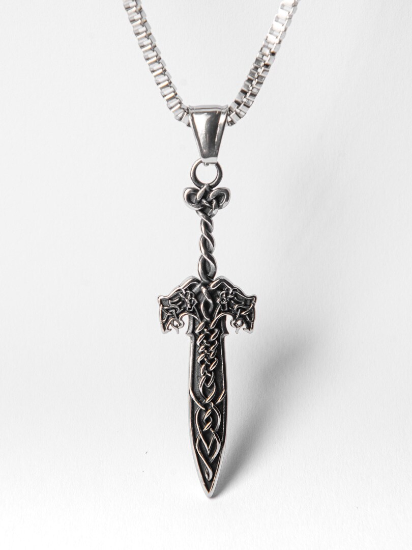 Tribal Sword Halsband - Silver