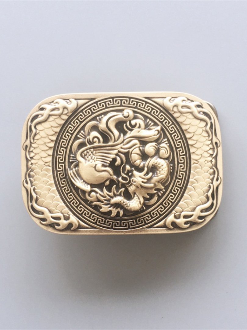 Dragon Rectangle Bältesspänne - Guld