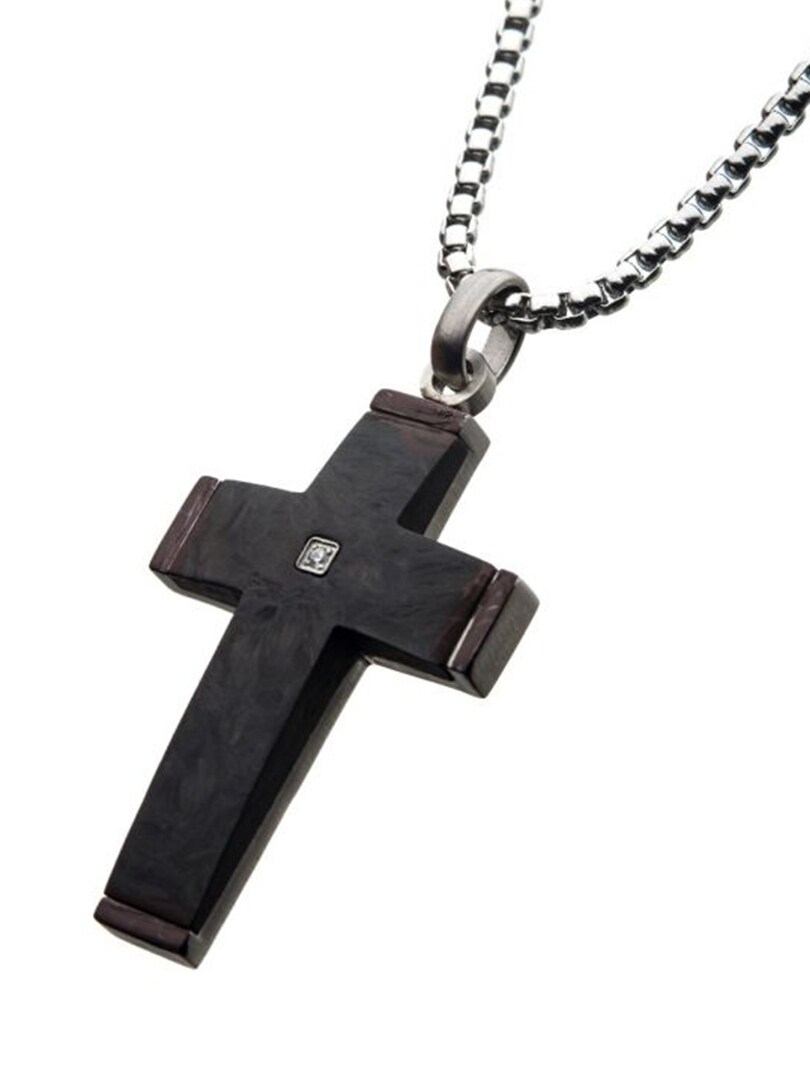 Carbon Cross Inox Halsband - Svart