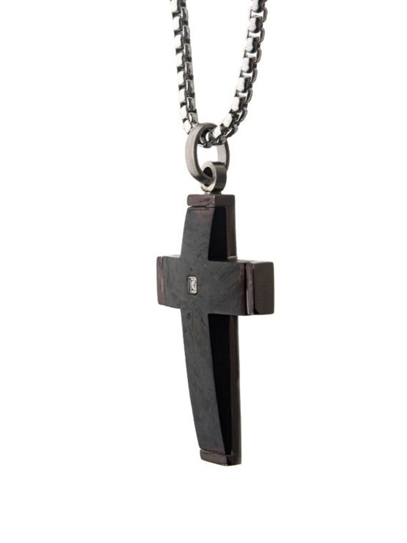 Carbon Cross Inox Halsband - Svart