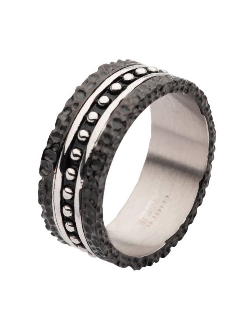 Blacksmith Hammered Inox Ring - Svart/Silver