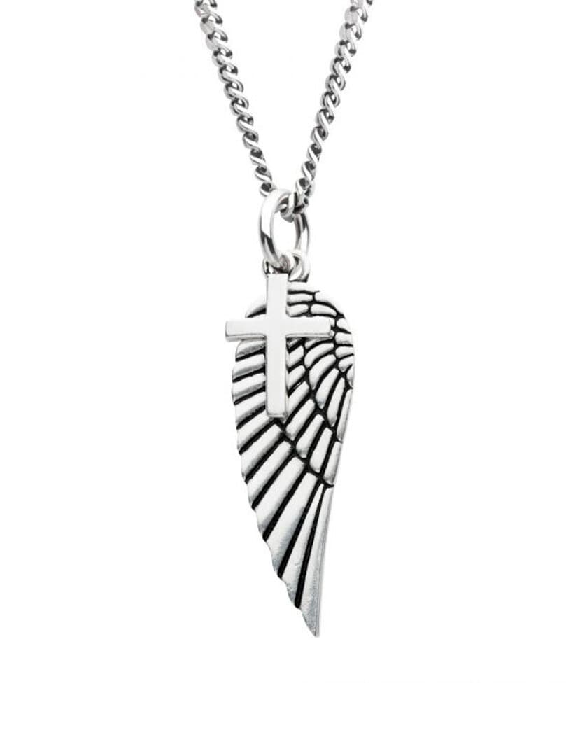 Wing & Cross Inox Halsband - Silver