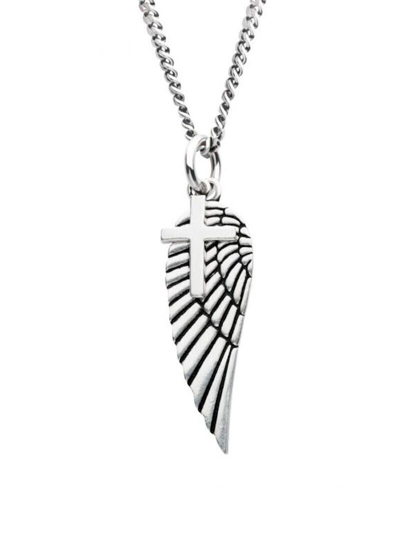 Wing & Cross Inox Halsband - Silver