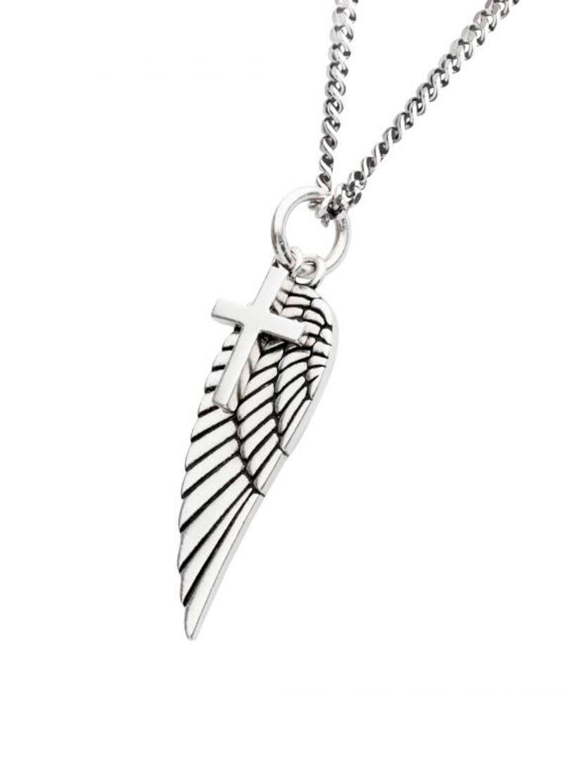 Wing & Cross Inox Halsband - Silver