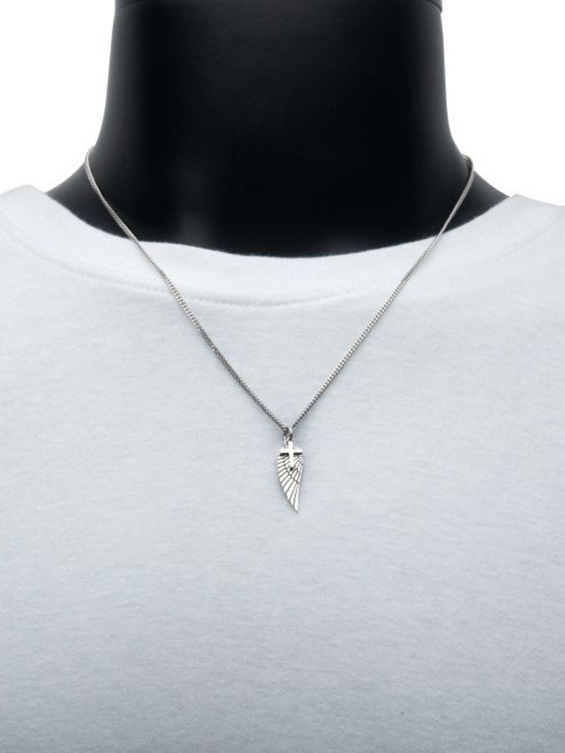 Wing & Cross Inox Halsband - Silver