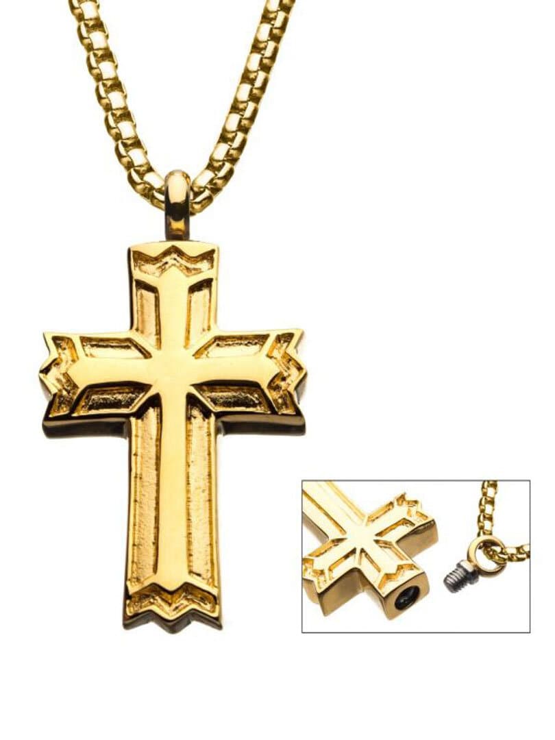 Gothic Cross Inox Halsband - Guld