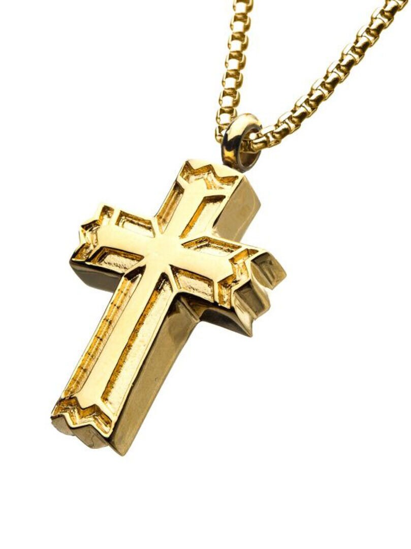 Gothic Cross Inox Halsband - Guld