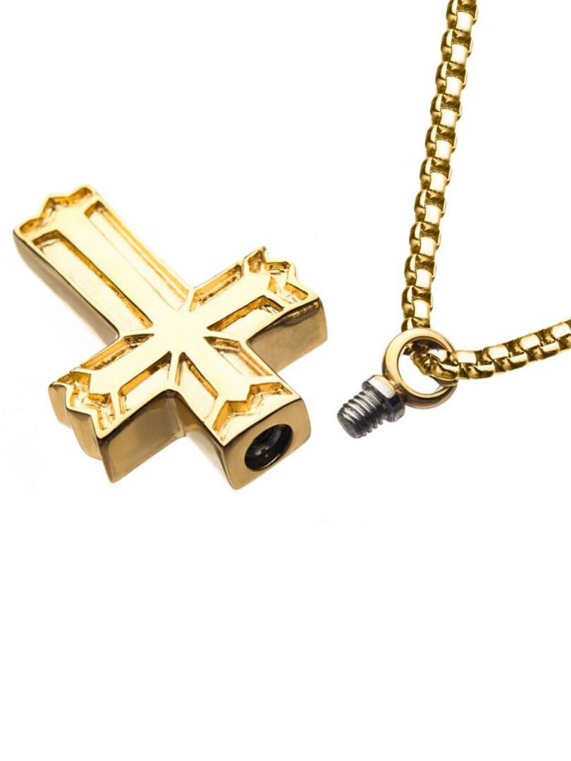 Gothic Cross Inox Halsband - Guld