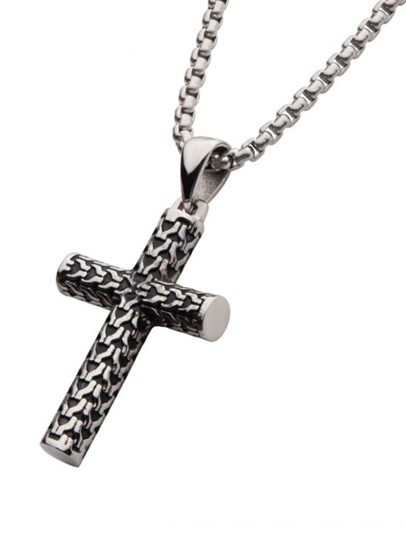 Cross Drop Inox Halsband - Silver
