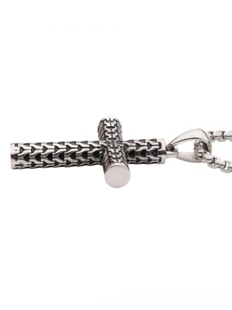 Cross Drop Inox Halsband - Silver