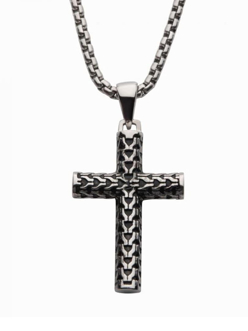 Cross Drop Inox Halsband - Silver