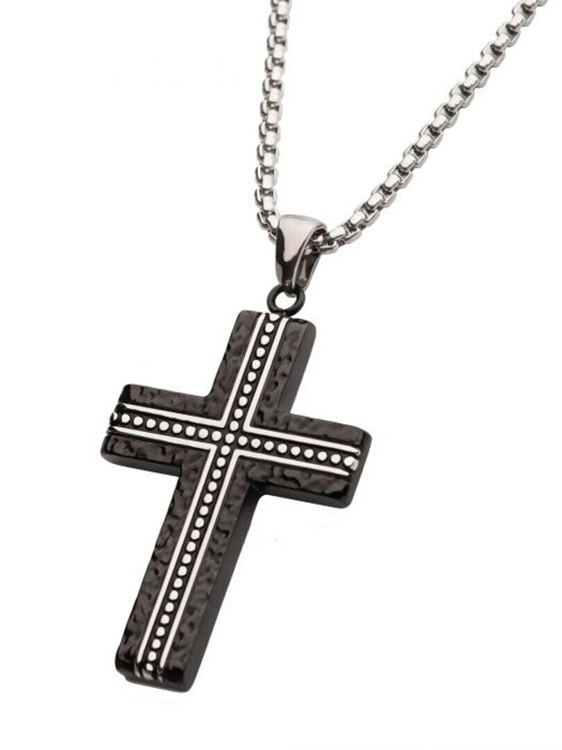 Blacksmith Hammered Inox Halsband - Silver/Svart
