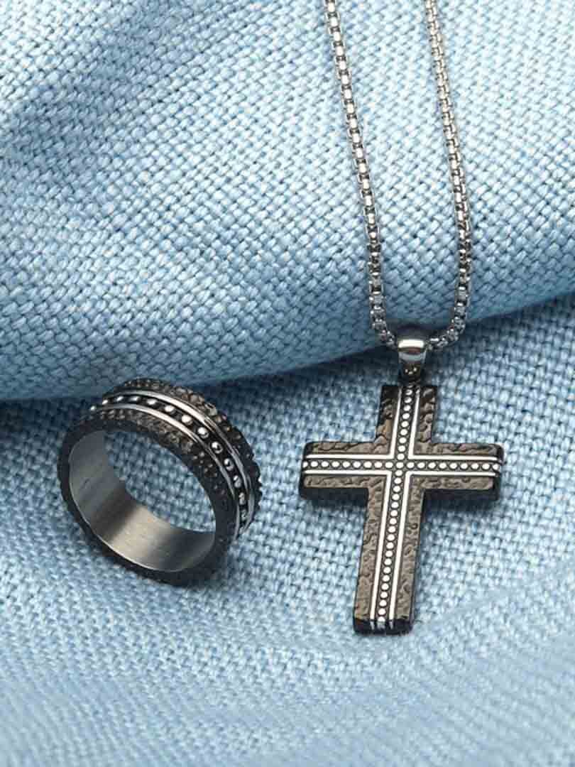 Blacksmith Hammered Inox Halsband - Silver/Svart