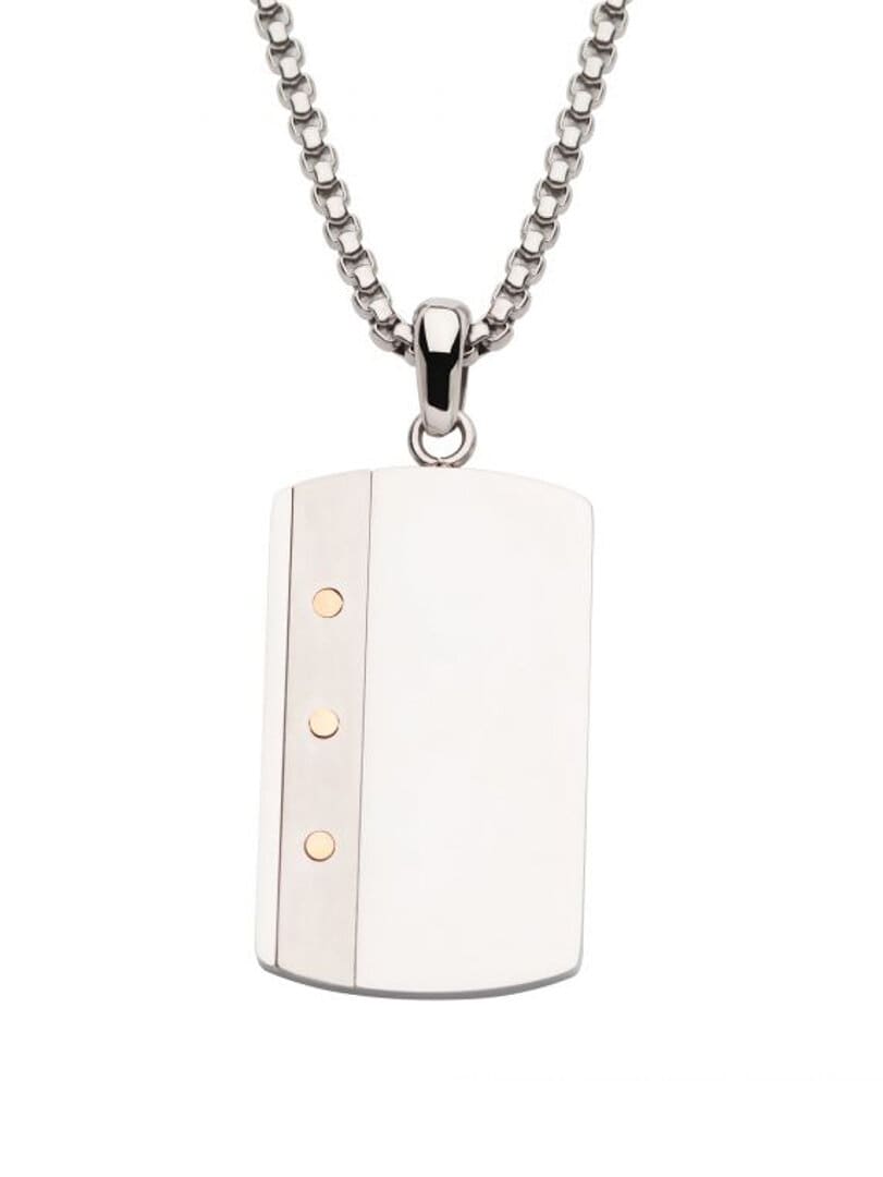 Riveted Dog Tag Inox Halsband - Silver