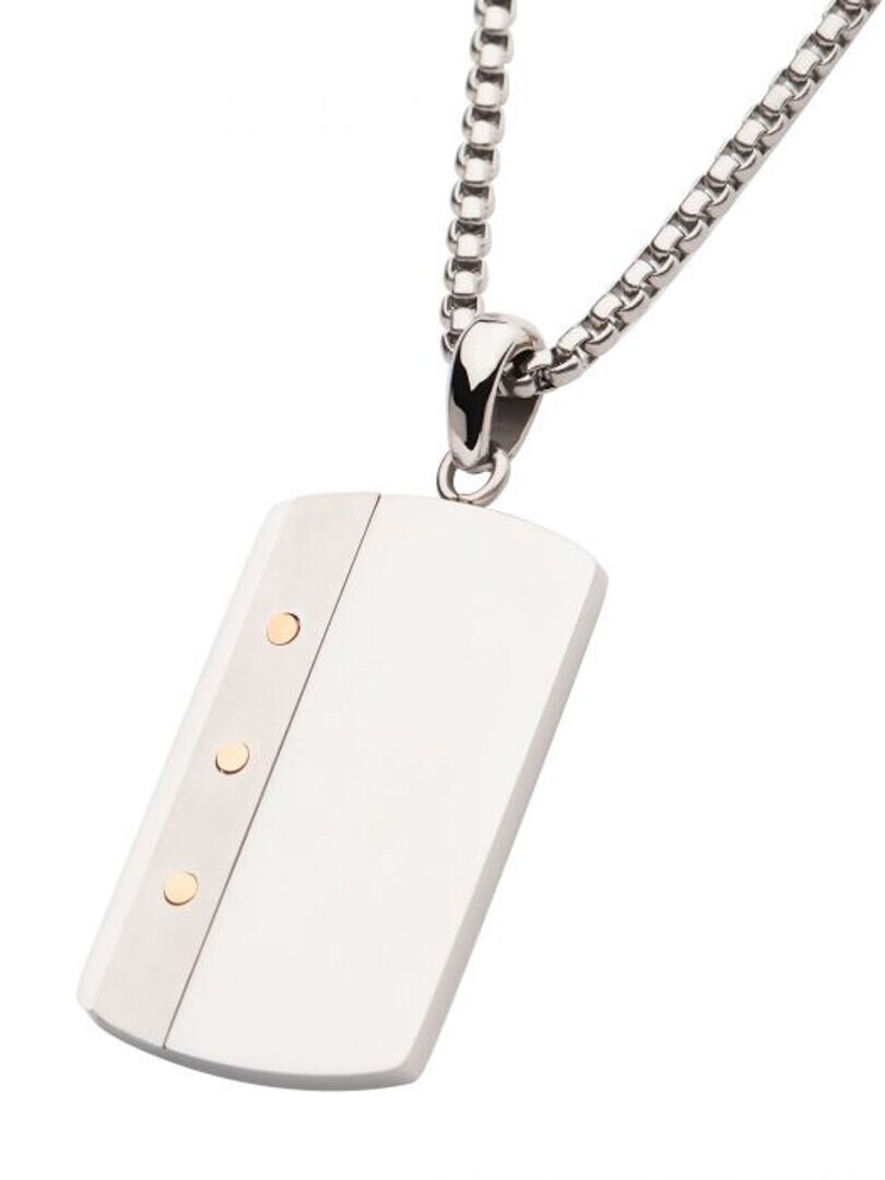 Riveted Dog Tag Inox Halsband - Silver