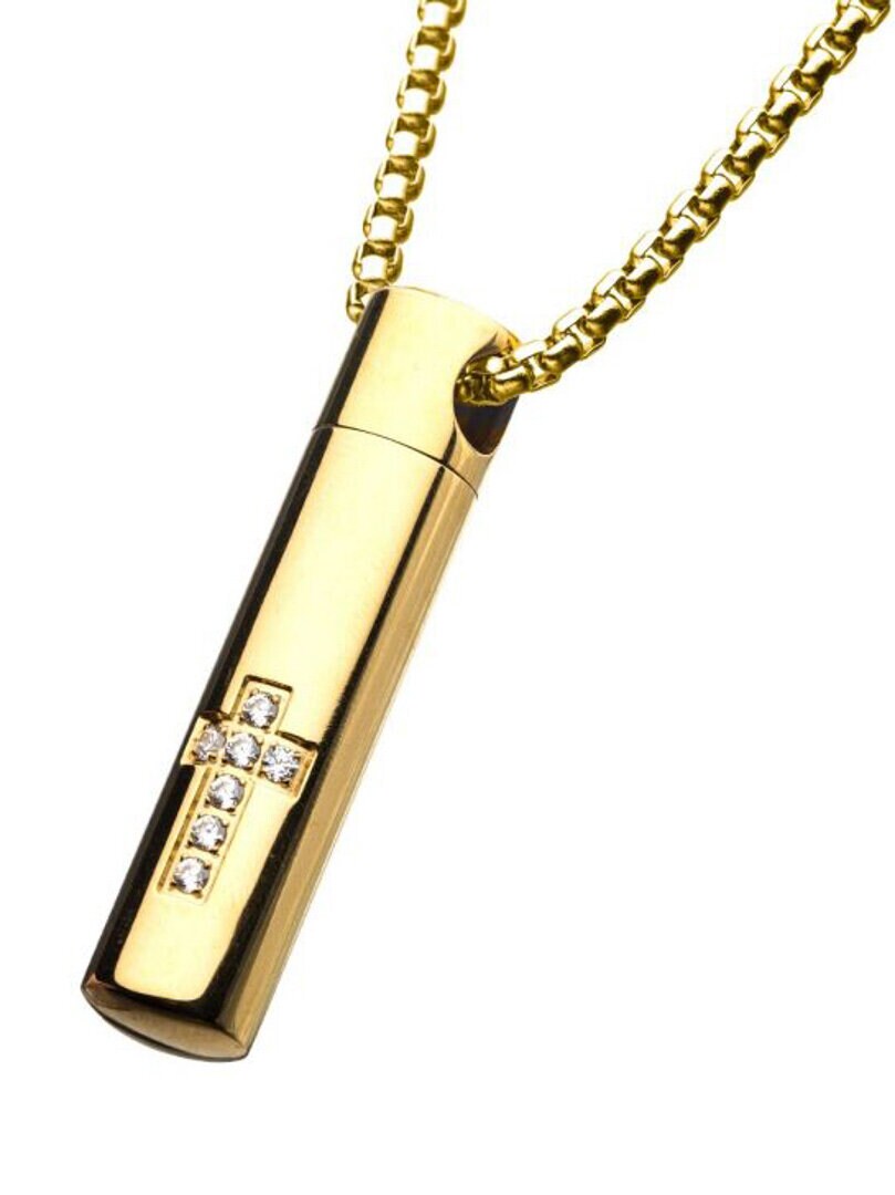 Memorial Cross Inox Halsband - Guld