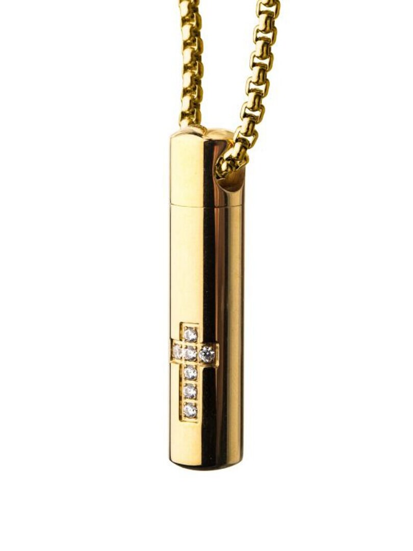Memorial Cross Inox Halsband - Guld