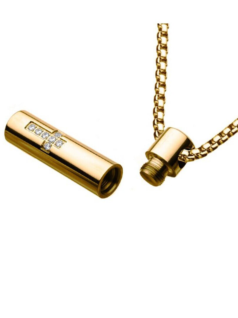 Memorial Cross Inox Halsband - Guld