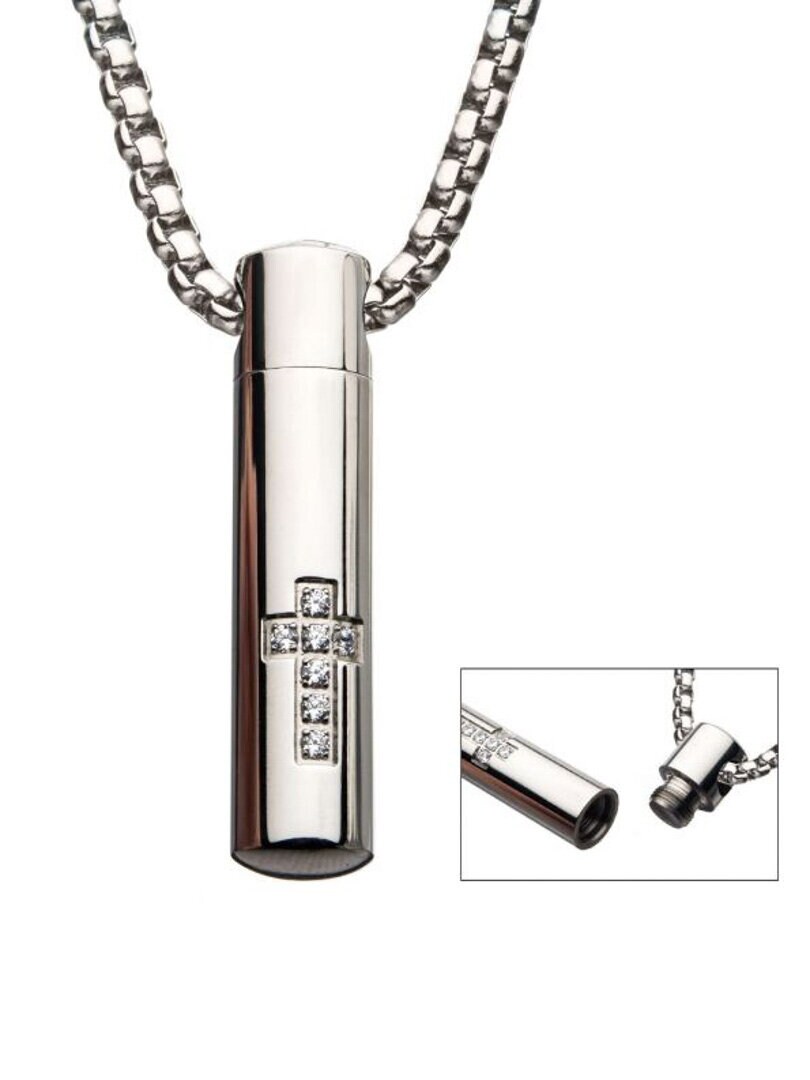 Memorial Cross Inox Halsband - Silver