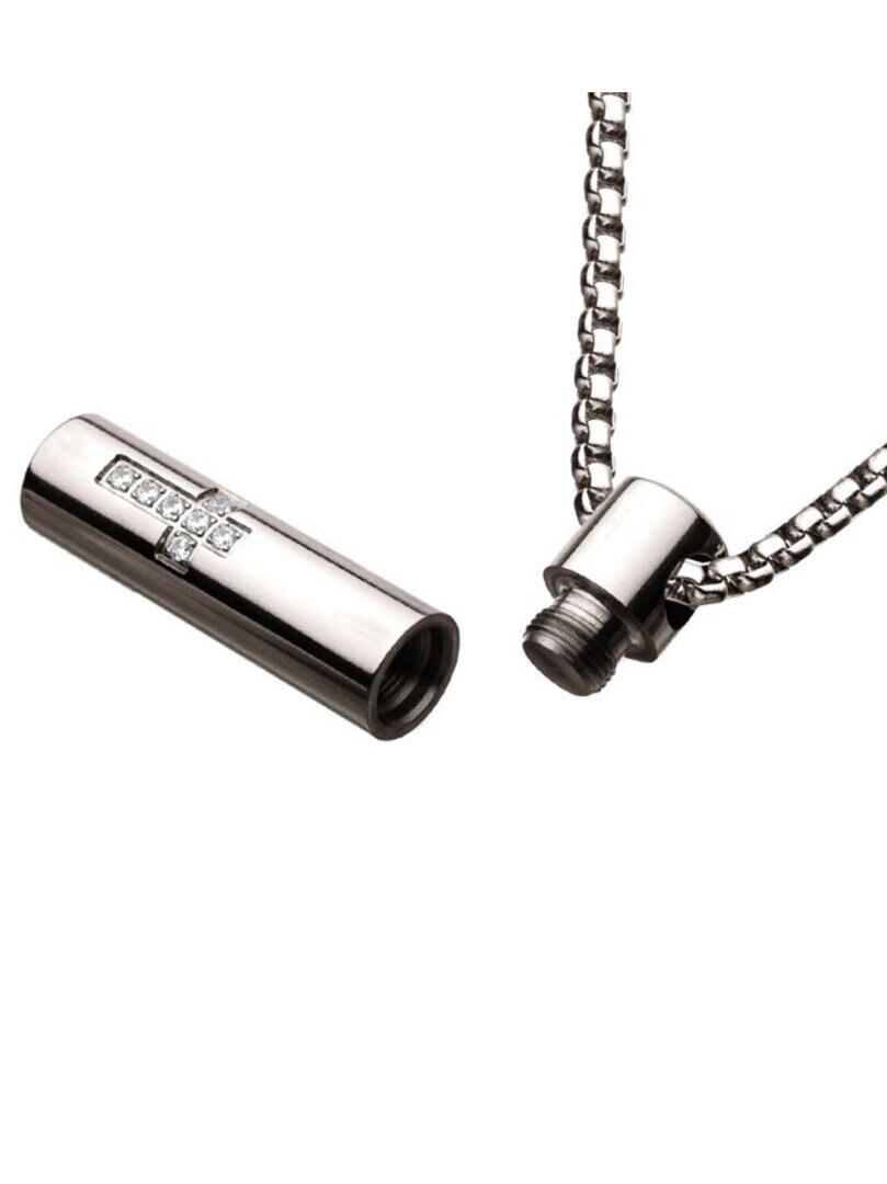 Memorial Cross Inox Halsband - Silver