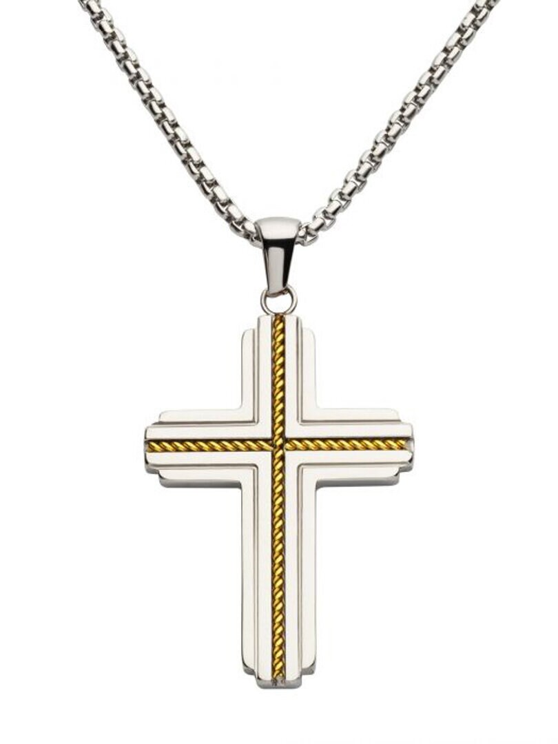 Rope Cross Inox Halsband - Silver/Guld